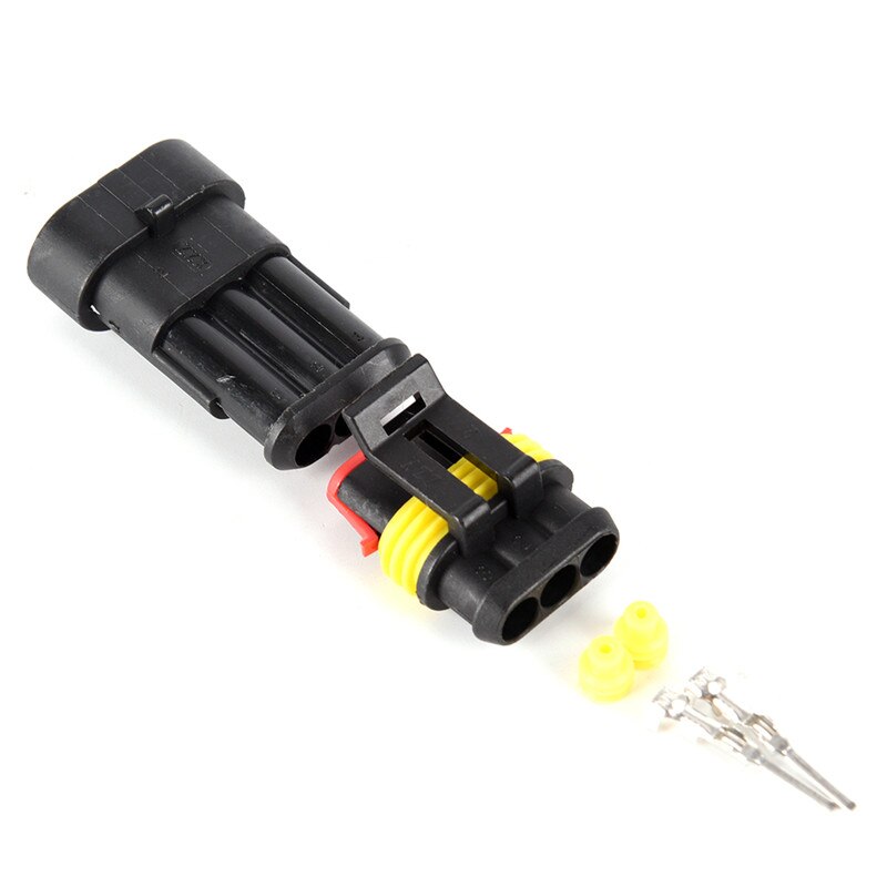 5set Car Motorcycle 3 Pin Way Sealed Waterproof Electrical Wire Auto Connector Plug Set for HID LED Light fog lamp