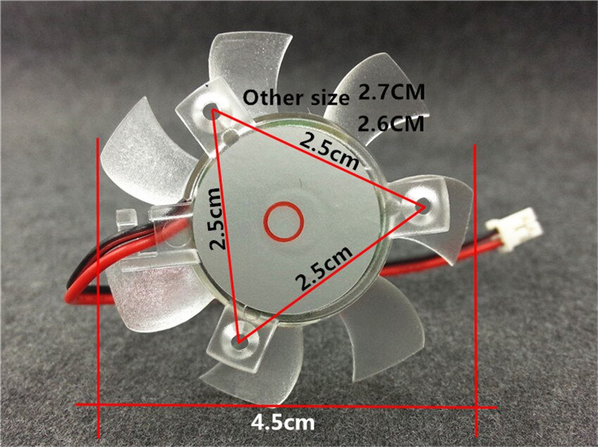 Ultrastille 5010 videokaart fan blade 45 MM Diameter 25mm/26mm/27mm gat Pitch 12 V 0.1A fan blade 2pin