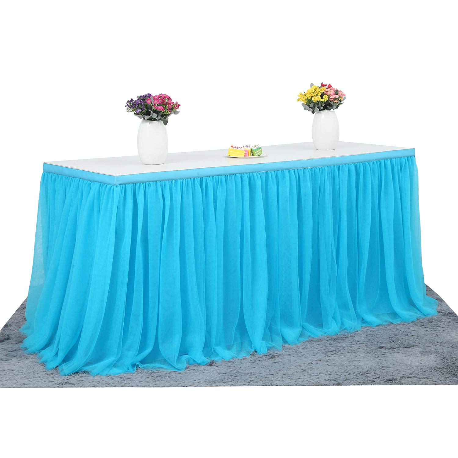 5 farver tulle bord nederdel bordservice bryllup fødselsdagsfest duge favordd bryllupsfest xmas baby shower fødselsdag indretning: Blå