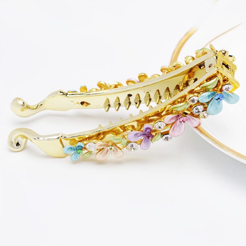 Nowe akcesoria Crystal Barrette Rhinestone spinka do włosów spinka do włosów spinka w kształcie Banana spinki do włosów dla kobiet akcesoria do włosów Hairgrip