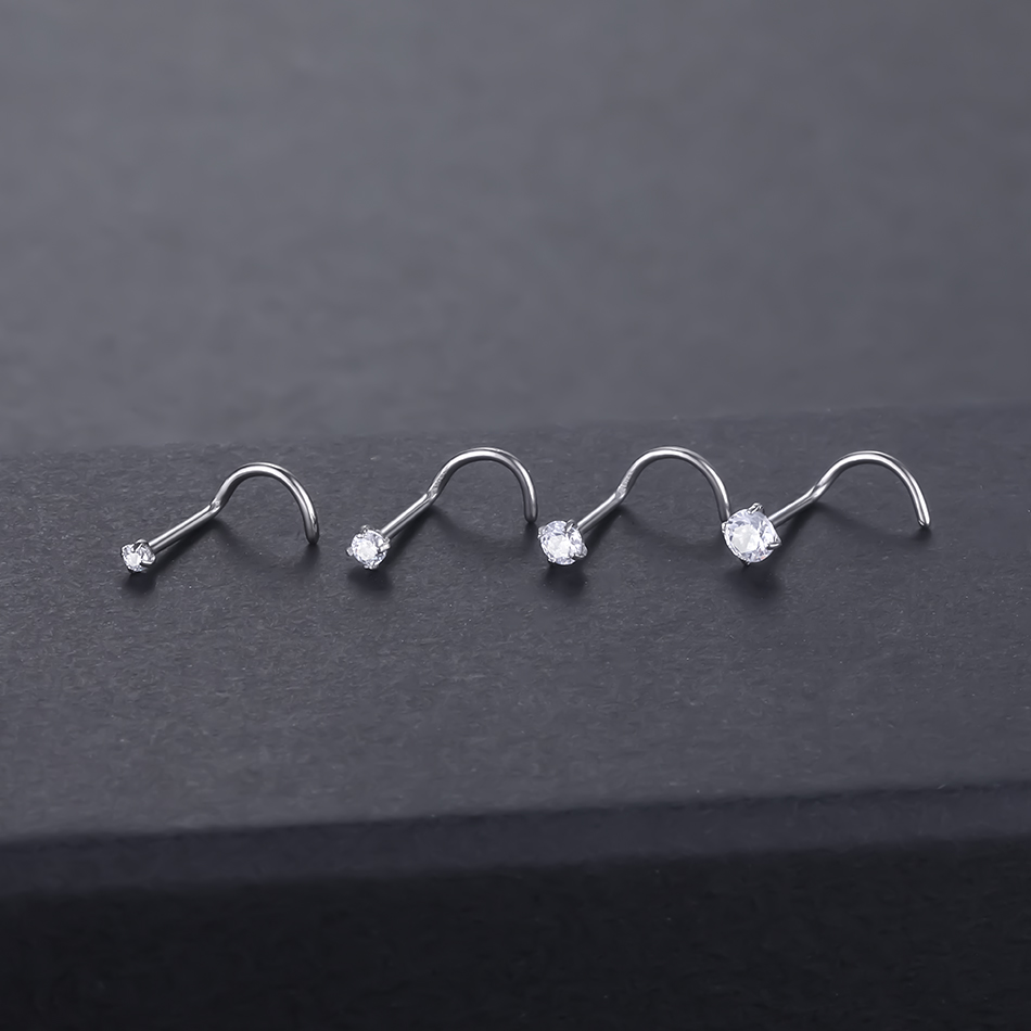 impiantare titanio naso perno squillare impostato il giro CZ cristallo piercing al naso 1.5/2/2.5/3MM vite narice piercing orecchino gioielli 20G