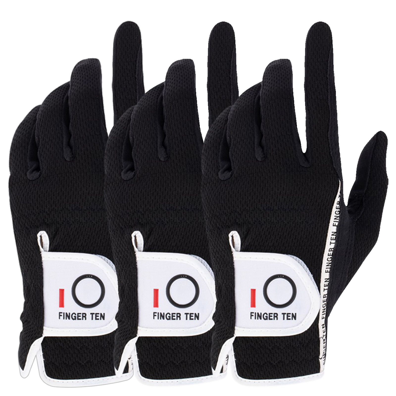Lot de 3 gants de pluie de golf respirants pour hommes, main gauche droite, poignée toutes saisons, noir, gris, vert, S M ML L XL: Black / XL