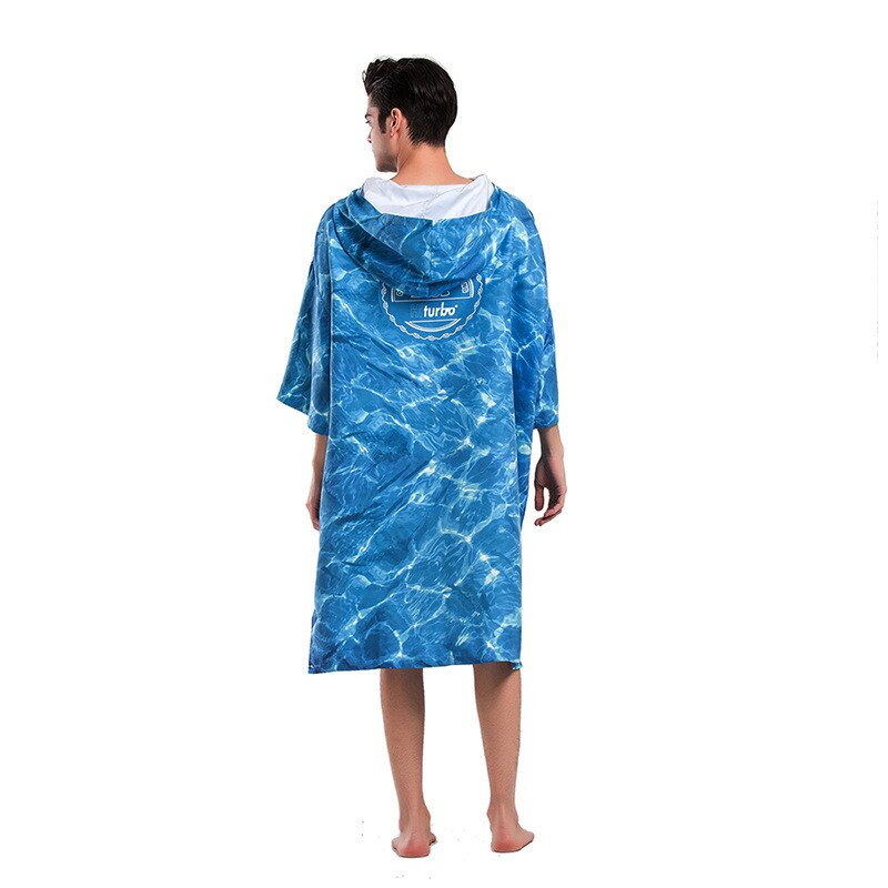 110 x 80cm dame håndklæde til mænd blå bærbart hurtigtørrende vindtæt varm morgenkåbe badehåndklæde udendørs badehåndklæde med hætte til voksne