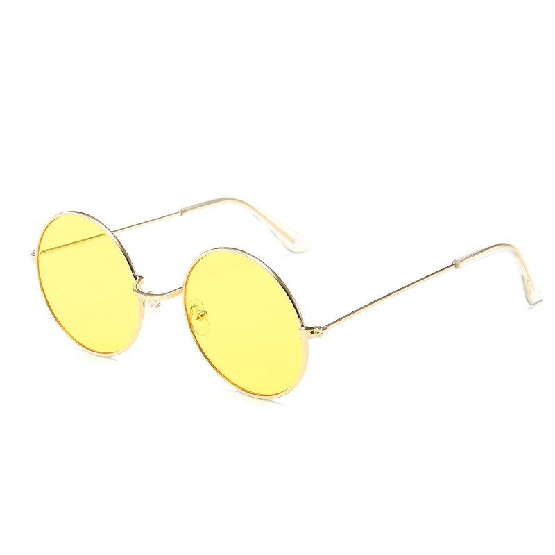 Sunglases Round novelty sunglasses women hip hop style color lenses retro glasses summer travel trend accessories: Yellow