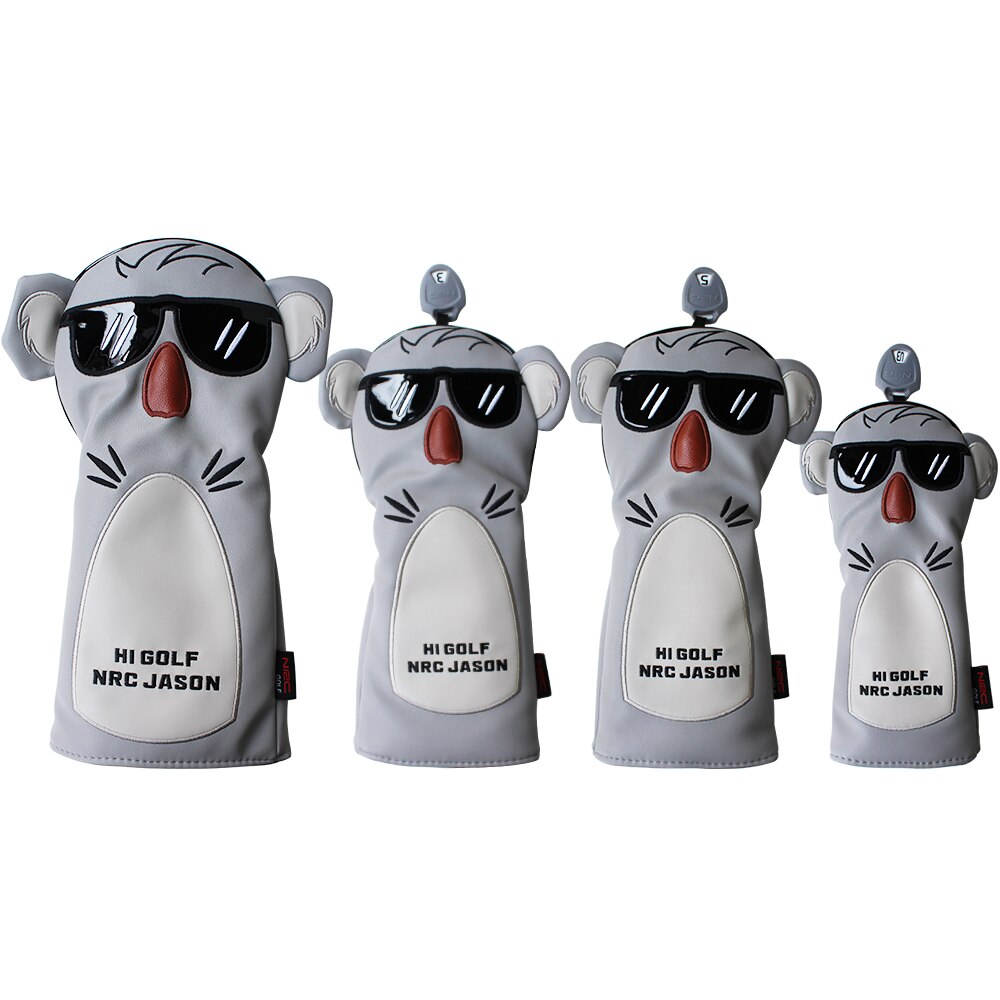 golf Headcover koala Stlye osłona główki kija golfowego dla kierowcy farwater hybrydowy miotacz PU skórzany ochraniacz: 1 zestaw 135UT