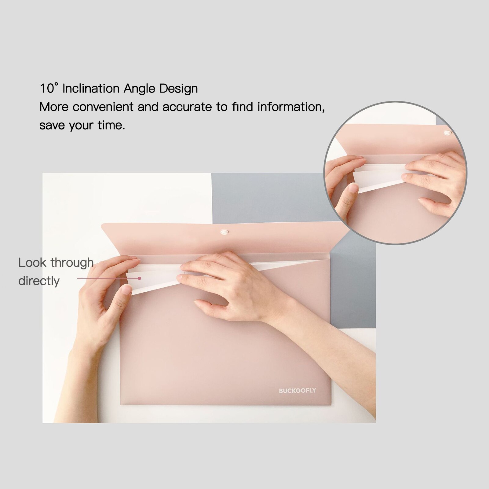 Expanding File Folder 1Pocket Plastic Envelope File Organizer with Smap Button Closure Portable A4 Size Desktop Document Storage