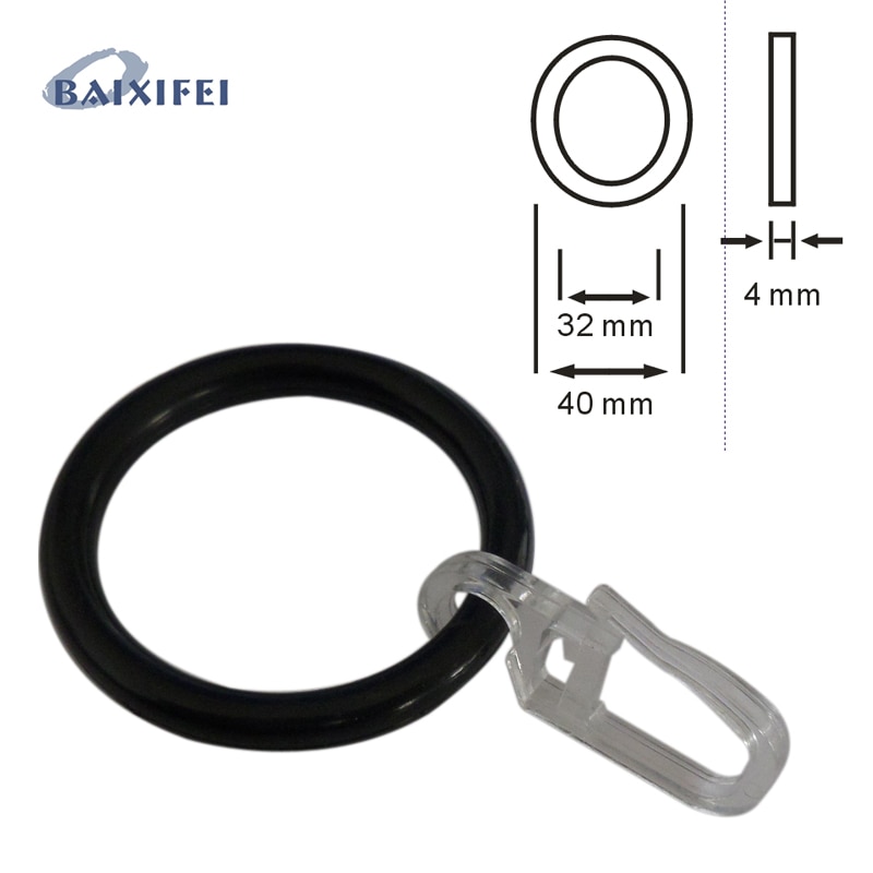 Anillo y gancho de plástico de 40mm de diámetro, anillas de barra de cortina para decoración de ventanas, 100 Uds.