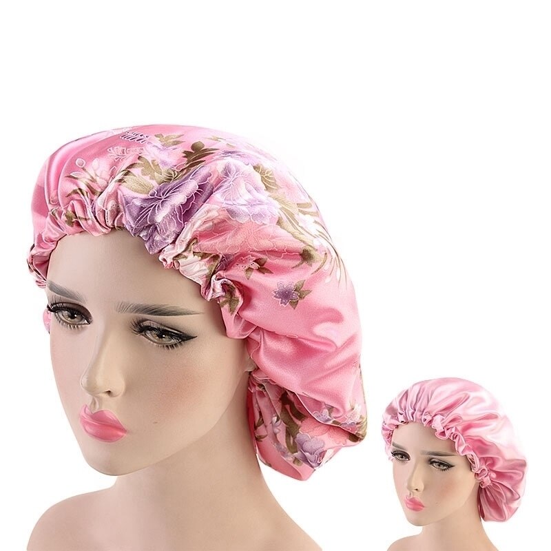 Elastische Band Motorhaube Frauen Doppel Schicht Seidige Durag Headwrap Haar Band Welle Nacht Kappen Blumen Salon Hütte Turban Haar Schmuck