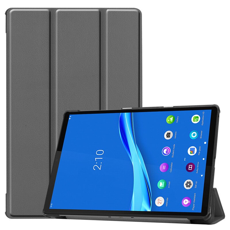 For lenovo tab  m10 fhd plus etui tb -x606f tb -x606x pu lær magnetisk nettbrett foliodeksel for lenovo tab  m10 plus 10.3 tommer: Grå