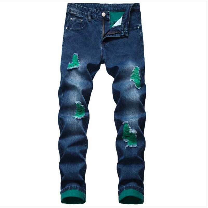 2022 Mens Ripped Jeans Autumn Slim Fit Denim Pants Male Jeans Distressed Destroyed Trousers pantalones hombre: 509Blue / 32