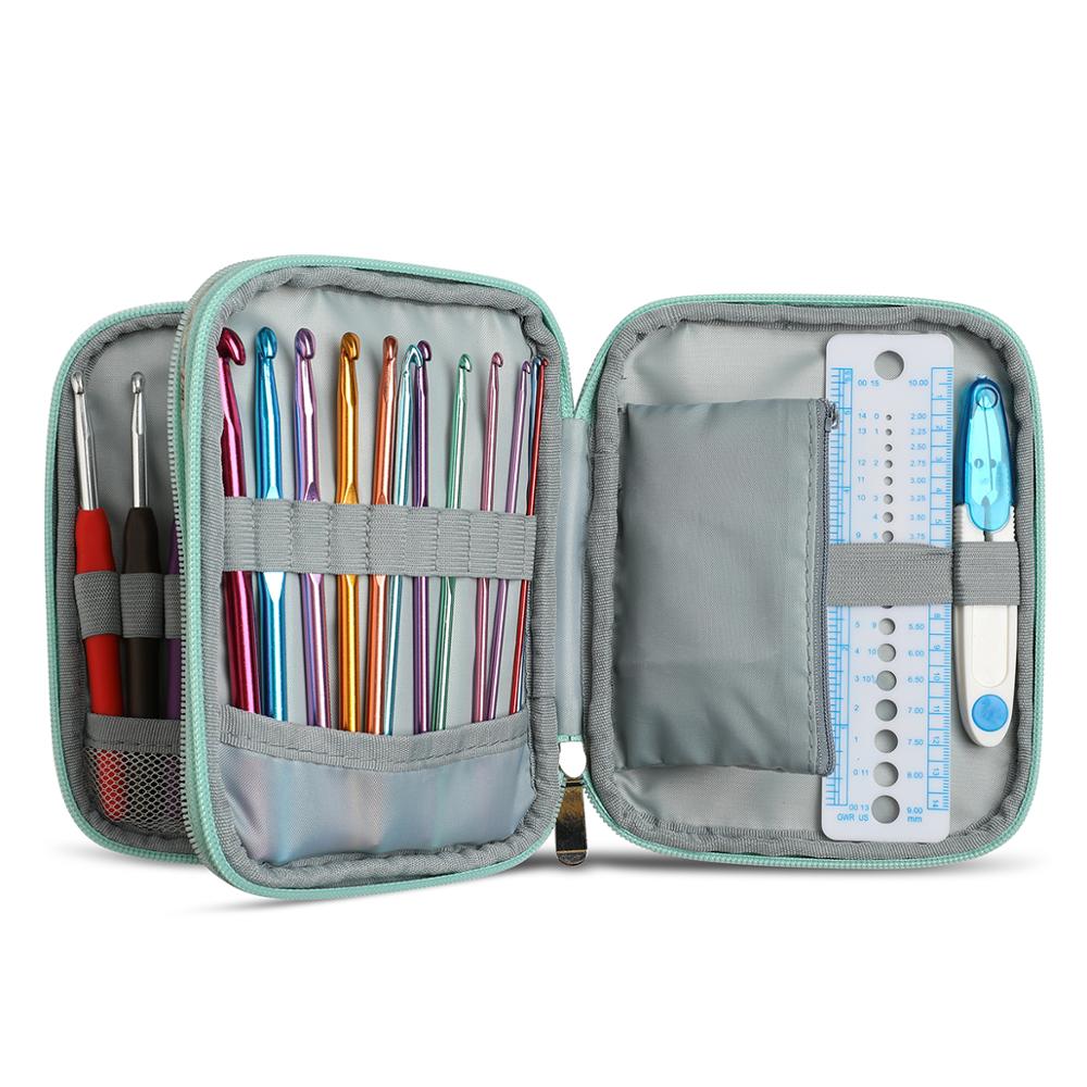 8 stuks haaknaald set, Soft Touch Haaknaalden Sets Soft Grip Breien Gereedschap Aluminium Ergonomische Trui Naalden Bruin Plastic Handvat voor Knitter Liefhebbers