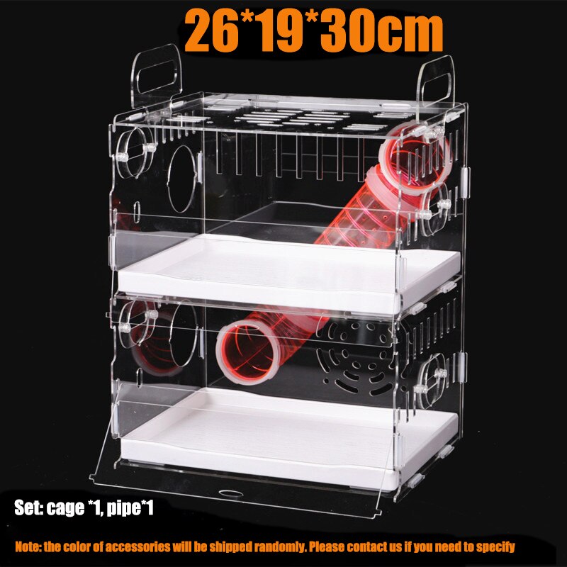 Transparent acrylique Hamster maison petite Cage pour animaux de compagnie surdimensionné Villa cobaye base Cage jouet fournitures paquet nid avec le tuyau: J