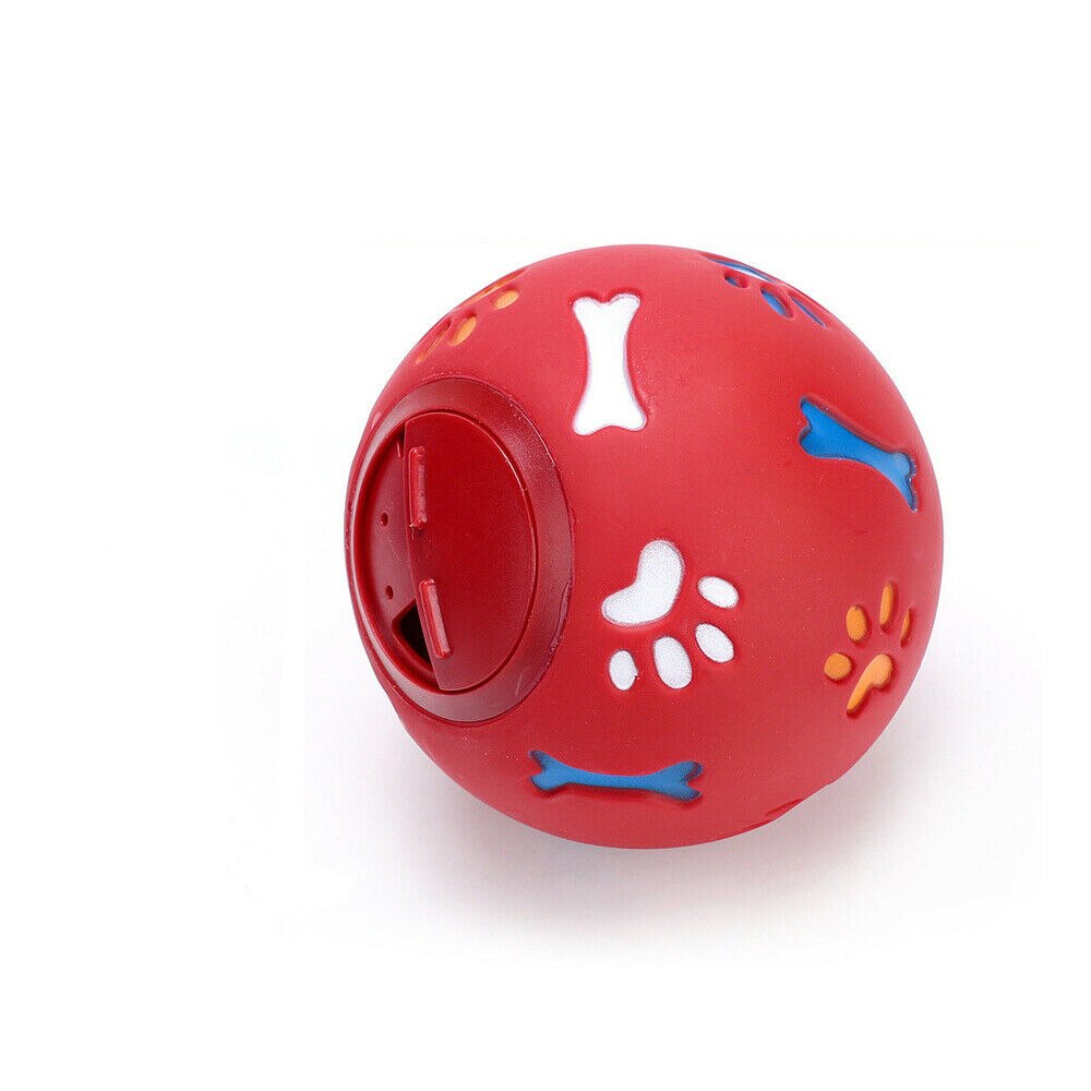 Multifunctional Dog Food Play Ball Toy Rubber Ball Chew Dispenser Leakage Interactive Pet Dental Teething Training Toy Ball: Red / Diameter 7.5cm