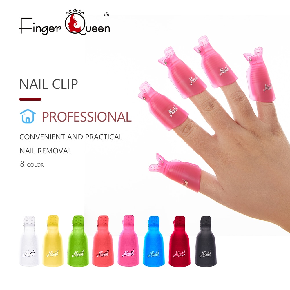 Fingerqueen 5 Pcs Nagellak Remover Duurzaam Plastic Nail Art Losweken Cap Clip Uv Gel Polish Remover Wrap Tool nail Art Tips