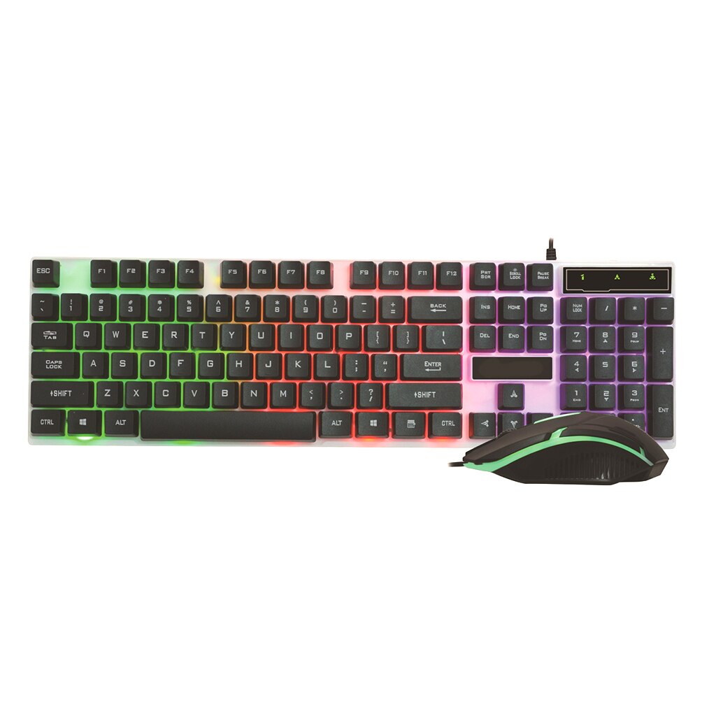 PC Computer Wired Keyboard and Mouse Set Kit For Desktop 104 Keys RGB Backlight Wired Gaming Keyboard And Mouse Combos