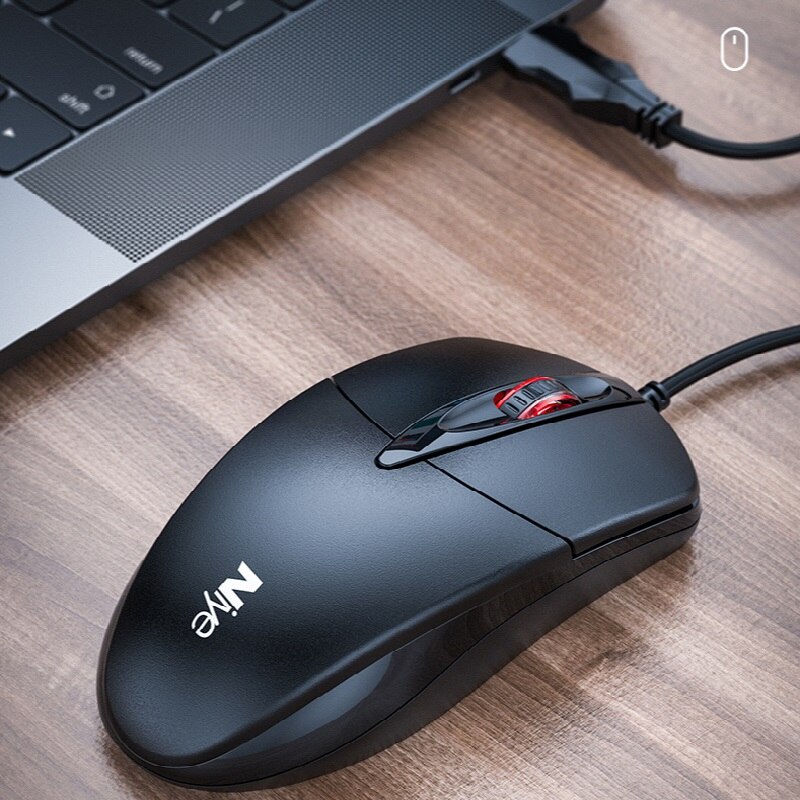 Wired Mute USB Home Silent Office Desktop and Notebook Computer Business Durable Sensitive Pure Black E-Sports Game Mouse
