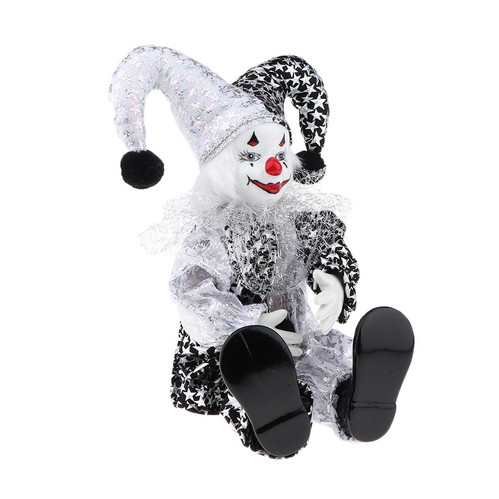 Muñeca de arlequín de Porcelana Vintage con pies colgantes, muñeca de circo, C