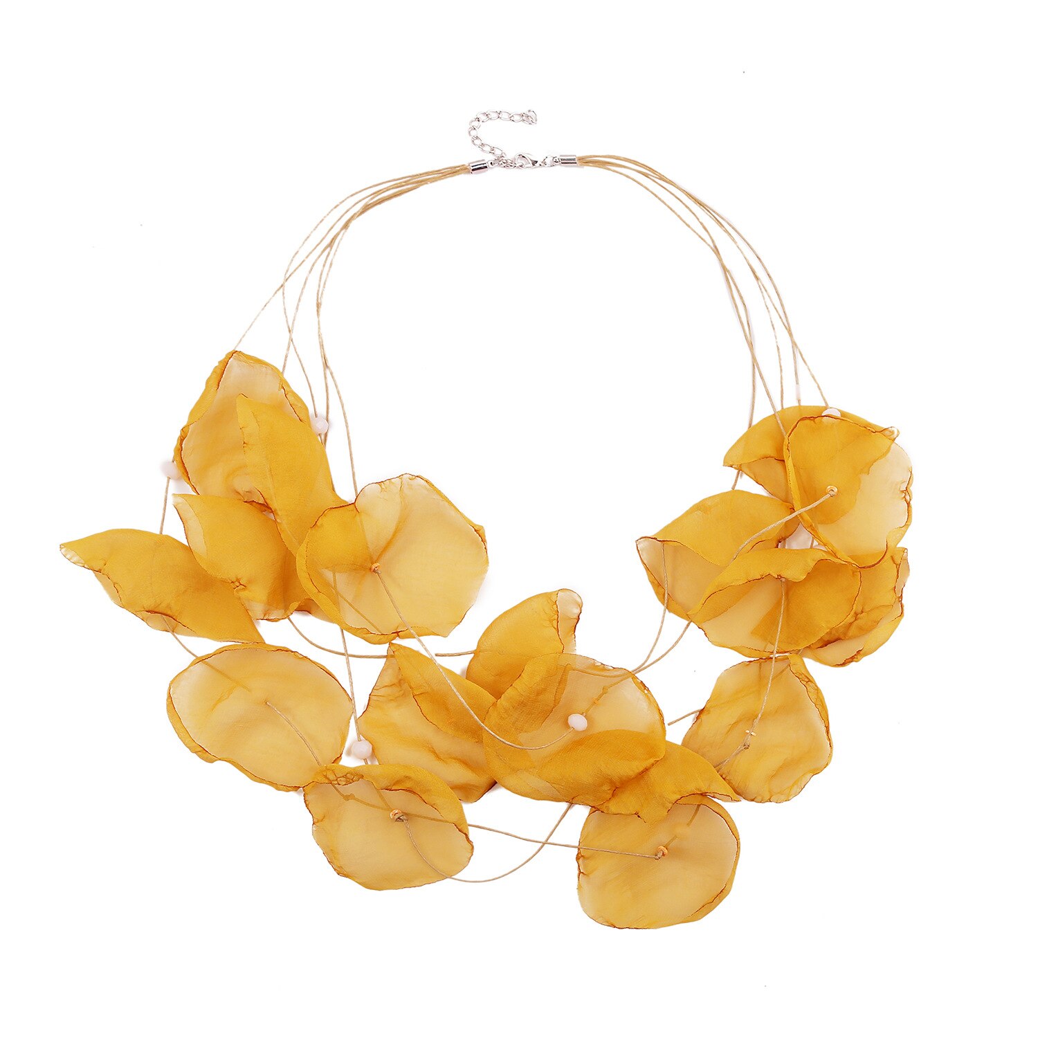 Collier multicouche en dentelle de style bohémien pour femmes, pétales de rose à larges franges, accessoires de bijoux élégants, d'été: 6