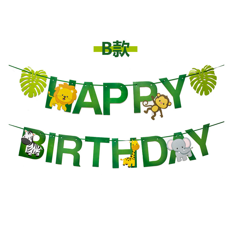 Jungle Safari Cupcake Topper Happy Birthday Banner Animal Cake Flags For Birthday Party Decorations Kids Boy Favors Supplies: Dark Gray