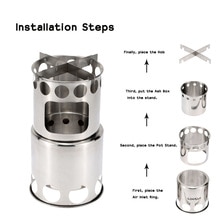 Outdoor cookware kit hiking camping set pot wood stove set with cutlery pot stove outdoor equipment