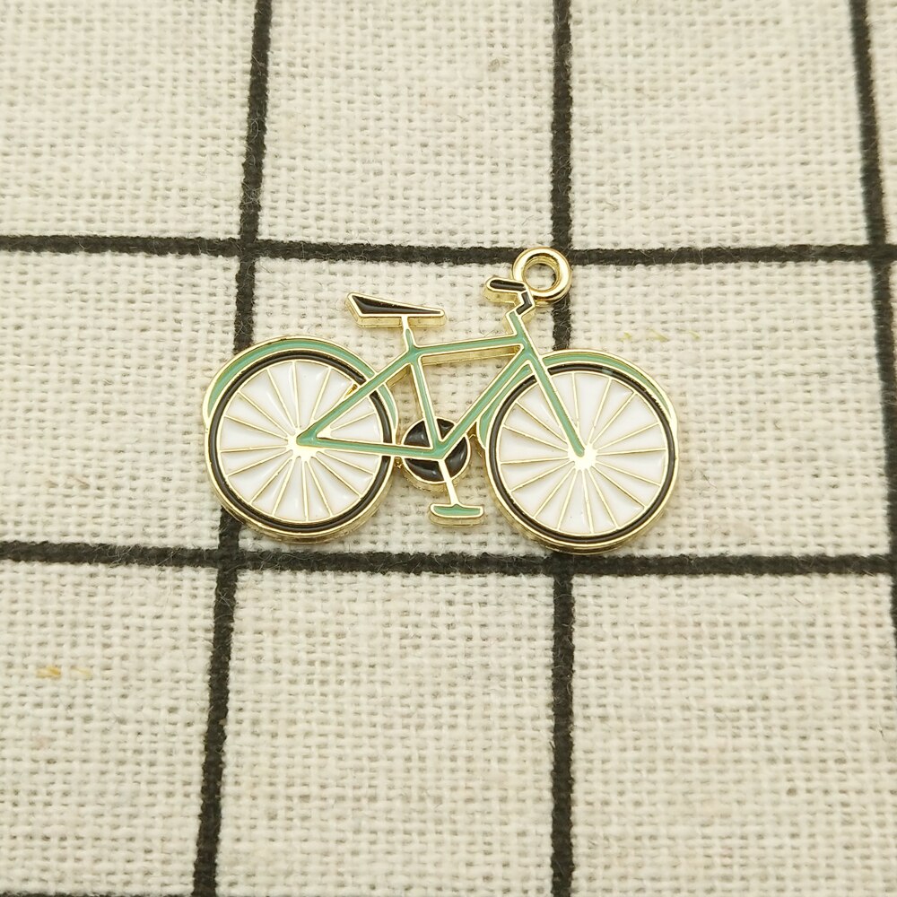 10pcs enamel bicycle charm jewelry accessories earring pendant bracelet necklace charms zinc alloy diy finding 16x29mm