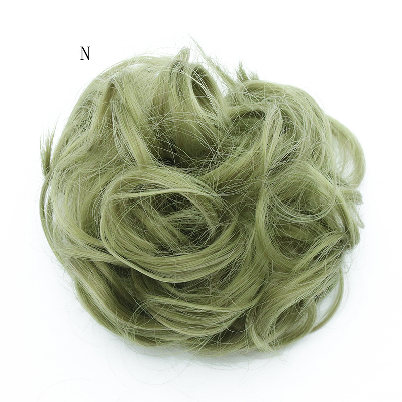 Similler syntetisk krøllet chignons gummibånd elastisk scrunchie hair extensions bånd hårspænde bundter hårstykker boller: N
