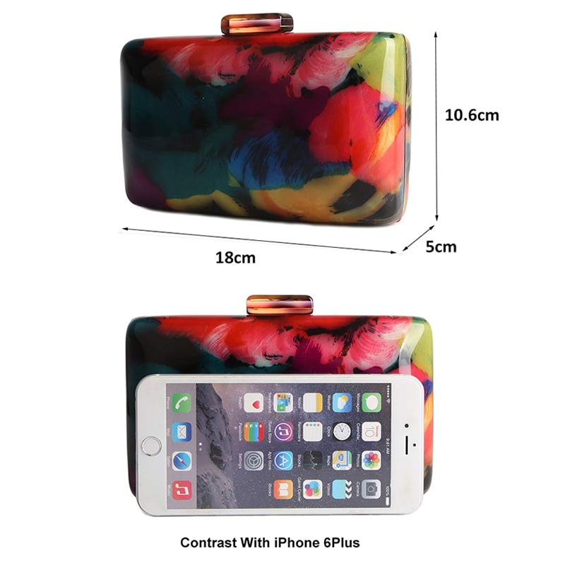 Pochette acrylique femme sacs de soirée sac acrylique impression colorée modèle aléatoire femmes sac à bandoulière embrayages sac à main ZD1163