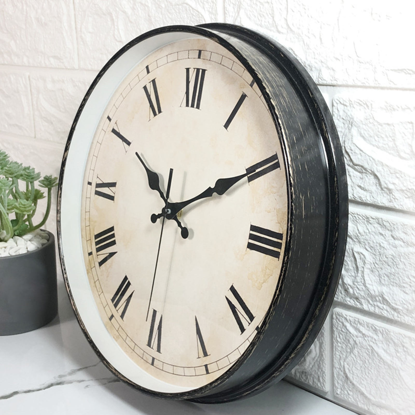 12 Inches Retro Wall Clock Round Roman Numerals for Living Room Easy to Read