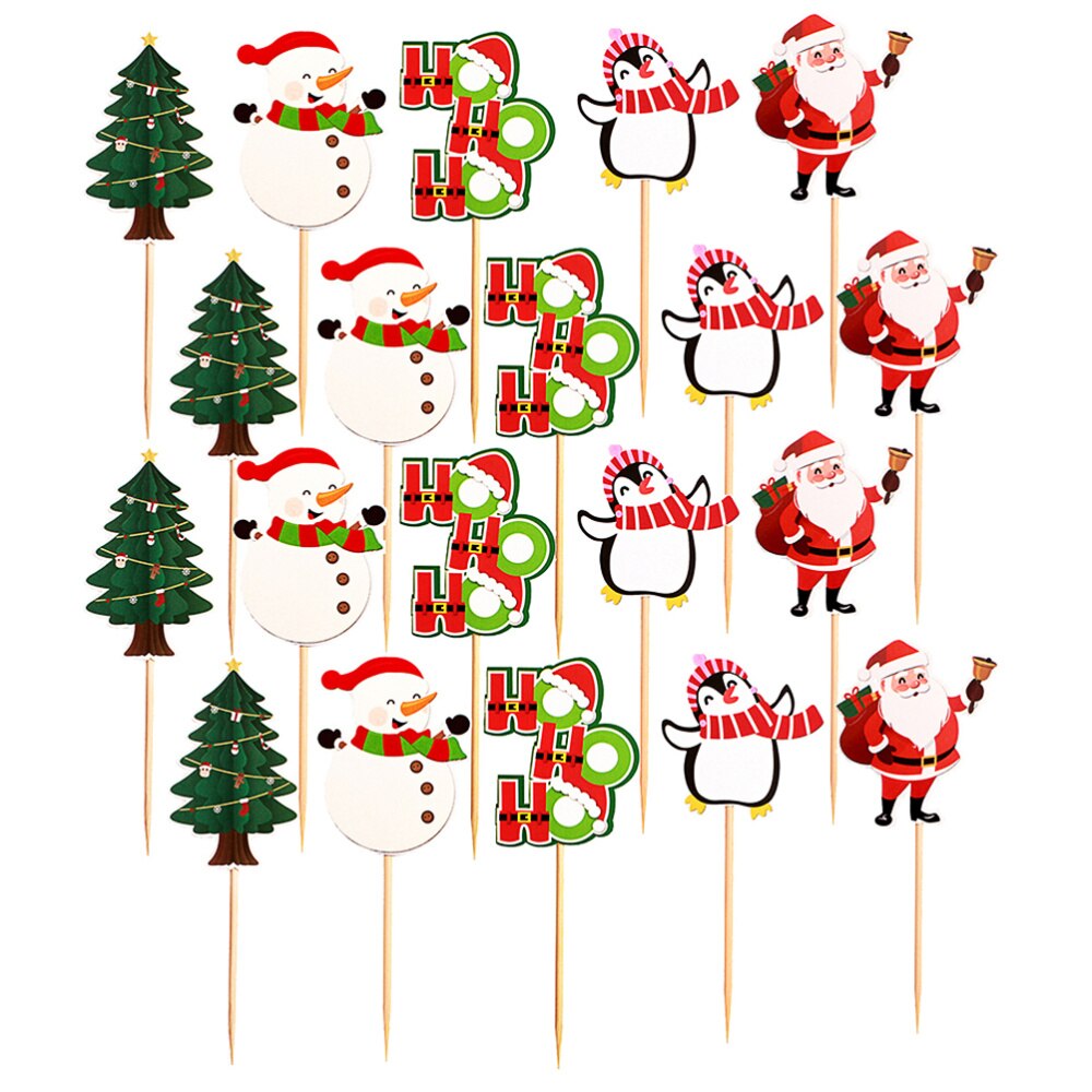 20pcs Cake Toppers Christmas Snowman Cake Toppers Cupcake Decor Party Ornaments: Default Title