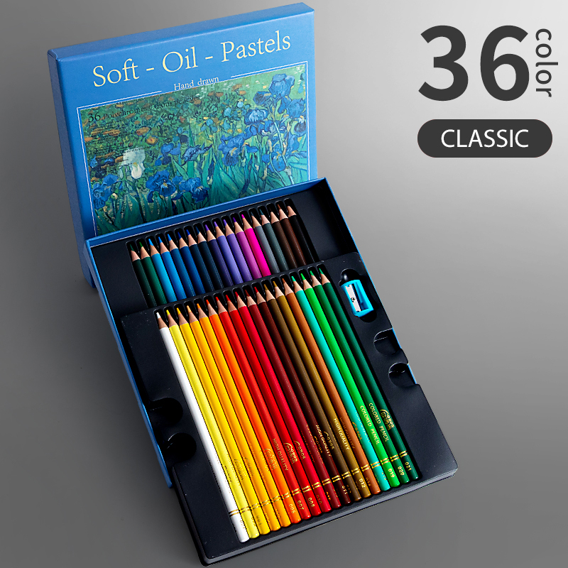 Juego de lápices de colores aceitosos profesionales, caja de cables de colores surtidos para dibujar artistas de pintura, útiles escolares para estudiantes, 24/36/48