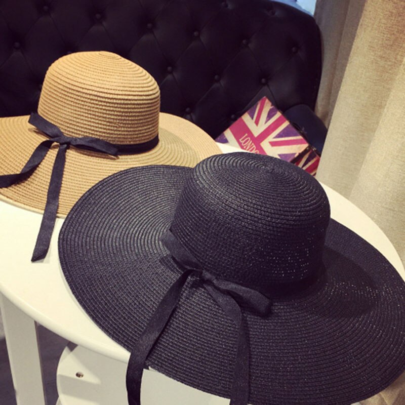 Women's Wide Brim Summer Beach Sun Hat Lady Straw Floppy