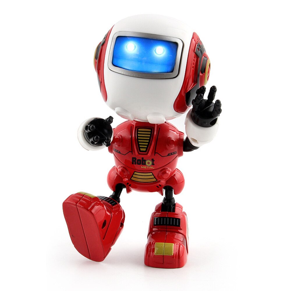 Induction Robot Alloy Body Lighting Effect Head Induction Joint Rotation Smart Robot Toy Perfect for Boys Kids Baby: Red