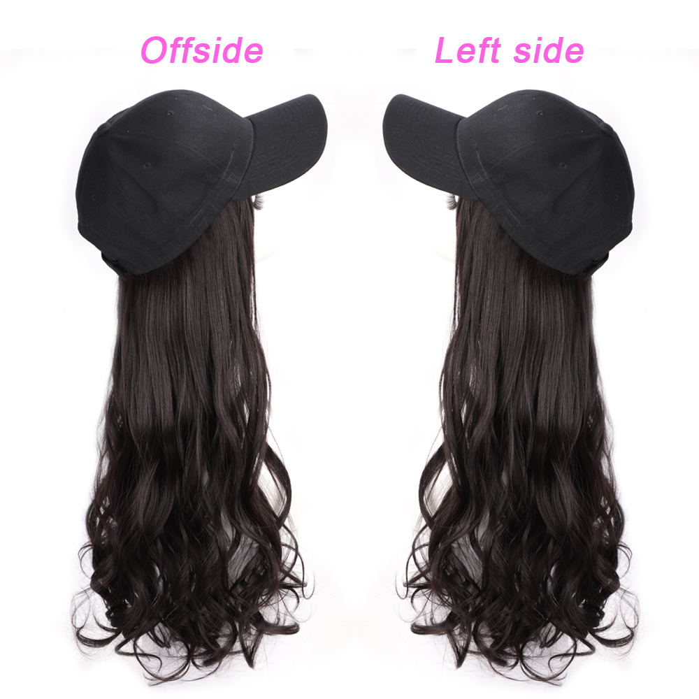 ONYX, gorro de béisbol de onda larga, peluca sintética de 22 pulgadas, extensión de pelo, conector natural, gorra ajustable, peluca para mujeres al aire libre