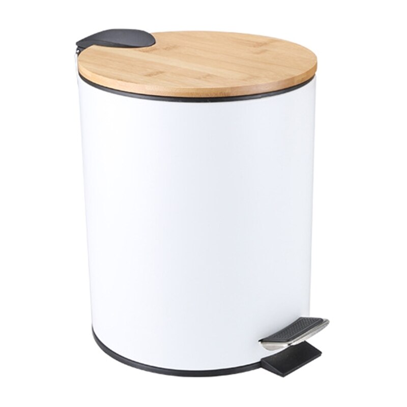 Poubelle à rabat en bois de 3/5l, bac à ordures, conteneur de déchets, organisateur R9JC: WHITE / 5L