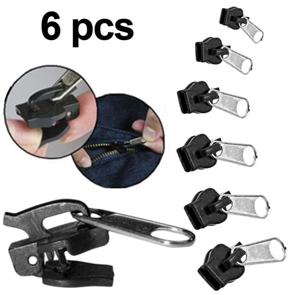 Kit de reparación de cremallera Universal, repuesto de cremalleras deslizantes de dientes para ropa, monederos y chaquetas, 6 uds.