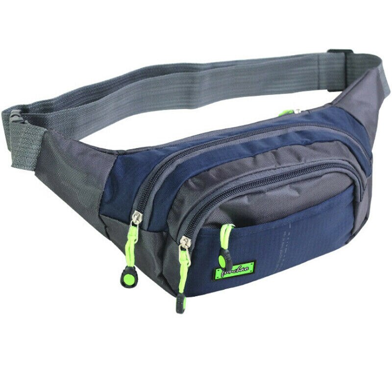 Unisex lærredstaske fanny pack talje hoftebæltetaske håndtaske pung rejsetaske sport bevis vandtæt bum: Dyb blå