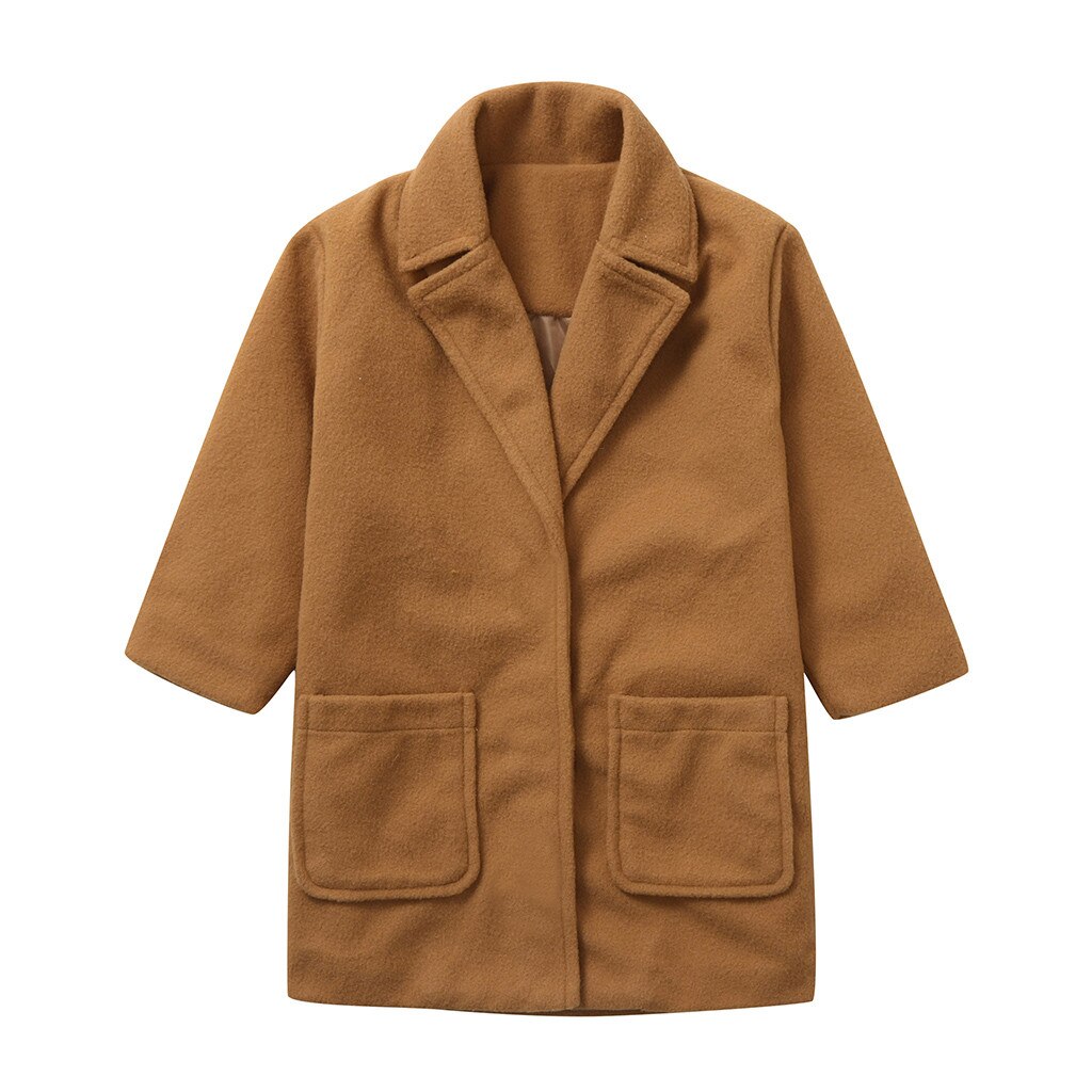 2020 Del Nuovo Bambino Del Bambino Delle Ragazze Del Manicotto Lungo Inverno di Colore Solido del Cappotto Antivento Tenere In Caldo Outwear Giacca Lunga Del Bambino Del Manicotto Delle Ragazze cappotti