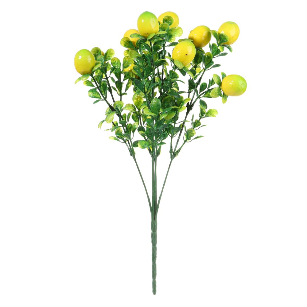 A Bunch Artificial Lemon Branch with Green Leaves Artificial Fruit Lemon Tree Bonsai Greenery Decoration for Home or Table: Default Title