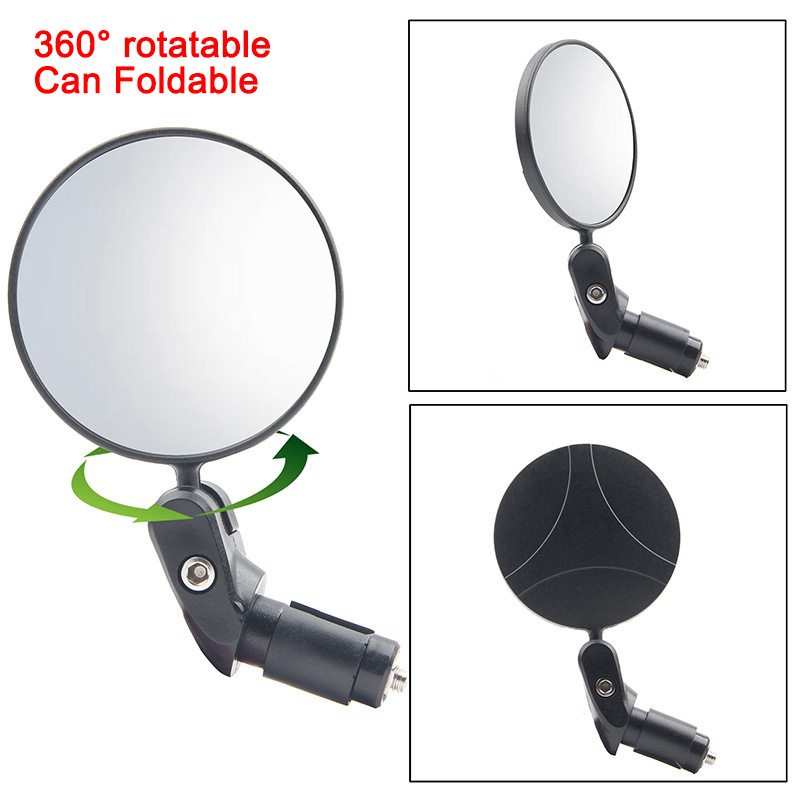 Universal Motocicleta Handle Bar End Espelhos, Redondo, Dobrável Rear View Espelhos, Moto, Bicicleta Espelho Lateral, Seguro Ciclismo Acessórios