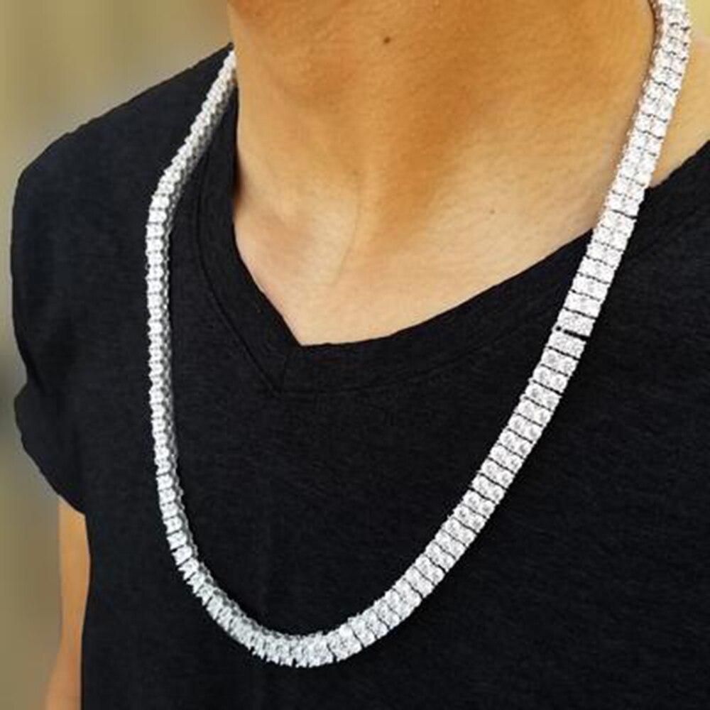 Hip Hop 1&amp;2 Rows Tennis Chain Necklace Iced Out Bling 4mm Zircon Crystal Necklaces for Women Choker Jewelry collares para mujer