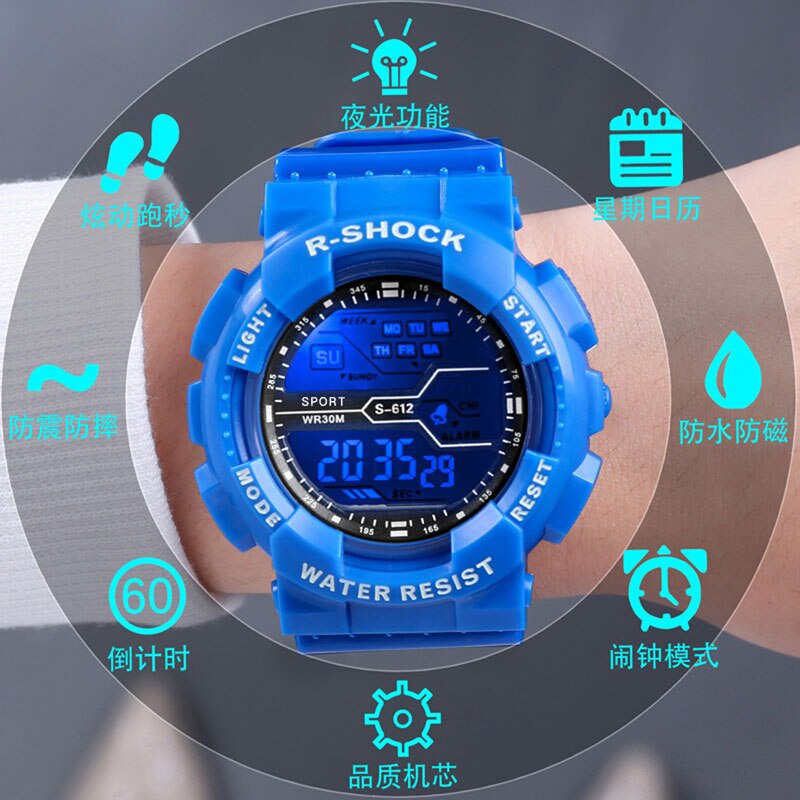 Kinderen Horloges Waterdicht Elektronische Kids Horloges Multifunctionele Verlichting Horloges Mannen En Vrouwen Met Lichtgevende Elektronische