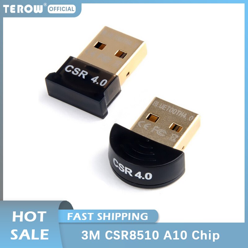 TEROW 3Mbps USB Bluetooth-compatible 4.0 Adapter CSR4.0 USB2.0 Transmitter Receiver with CSR8510 A10 chip for Laptop and Desktop