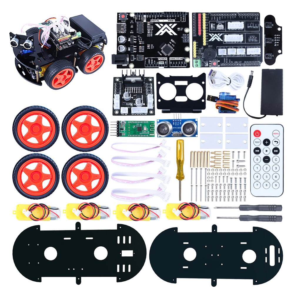 4WD Smart Robot Car Upgraded V3.0 For Arduino UNO R3 With SG90,Bluetooth module,IR Control Programming Electronic Starter Kit