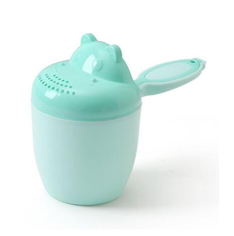 Gorros de baño de dibujos animados para bebé, taza de champú para niño, cebo de baño para bebé, cucharas, taza para lavar el pelo, herramienta de baño para niño: Green Hippo