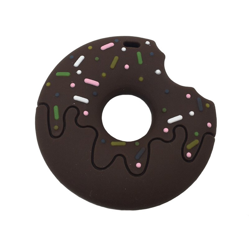 Mode siliconen donut bijten tanden Baby molars tandpasta biscuit hanger kinderen food grade siliconen materiaal: Chocolade