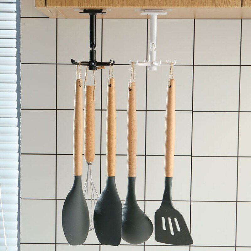 Crochet rotatif de cuisine, support mural de rangement d'ustensiles de cuisine, accessoires d'armoire, organisateur de crochet, support de rangement de cuillères