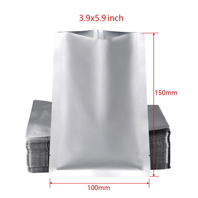 100pcs Silver Vacuum Sealer Aluminum Foil Mylar Bags Storage Pouches Home Kitchen Tools For Convenient Food Nuts^1: 10x15cm