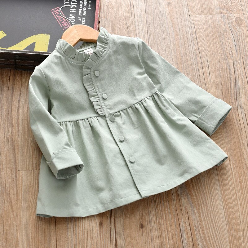 Meninas jaqueta 1-6 anos de idade moda blusão jaqueta primavera e outono nova cor sólida blusão colégio estilo menina jaqueta: Verde / 18-24M  90