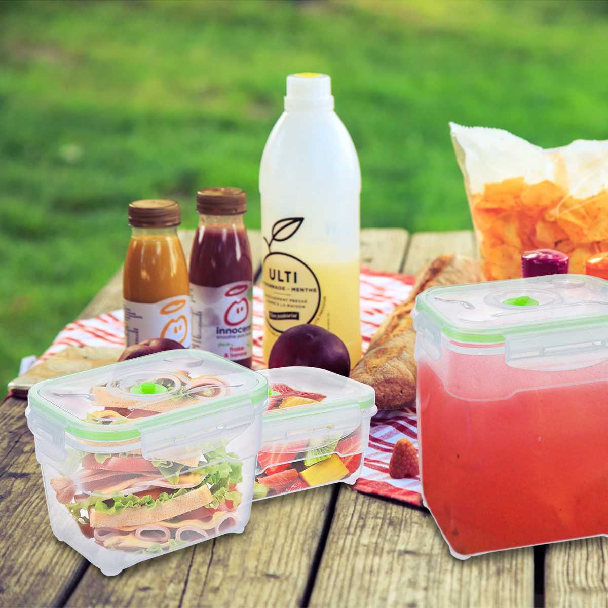 Vacuum Container Pump Refrigerator Fresh-keeping Box 3size 4pcs Large Capacity Food Saver-storage Square Plastic Kitchen PP