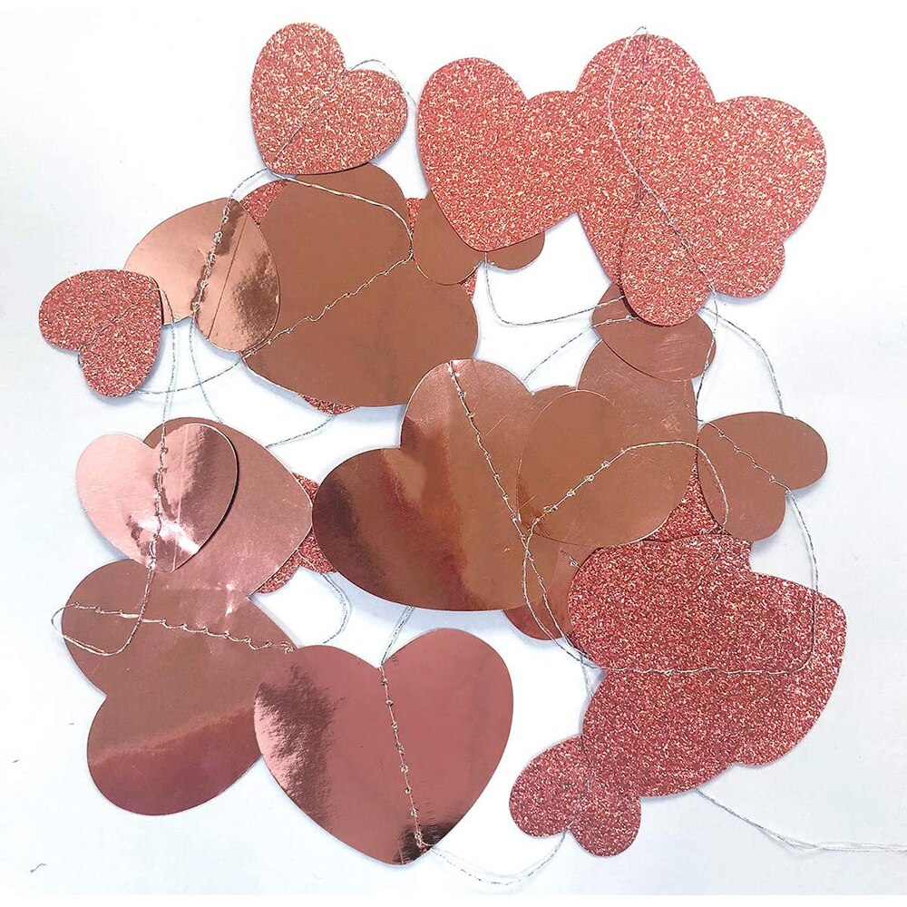 Rose Gold Herz Hängen Girlande Papier Liebe Form Streamer Banner für Bachelorette Engagement Hochzeit Valentines Party Dekoration